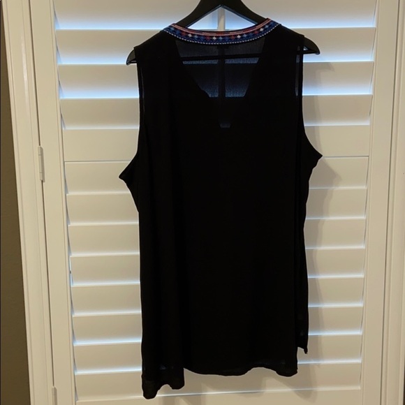 Kelly Renee Black Embroidered Tunic Sleeveless Top Size 1X - Picture 3 of 7